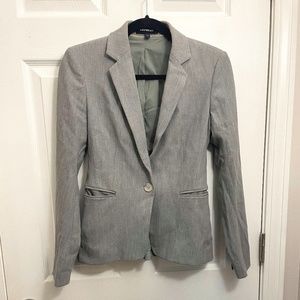 Gray Express Fitted Stretch Blazer